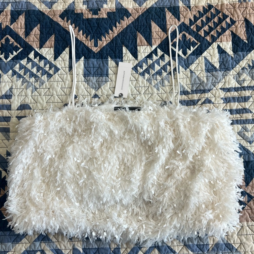 Sunday in Brooklyn White Cami Feathered Tank Top